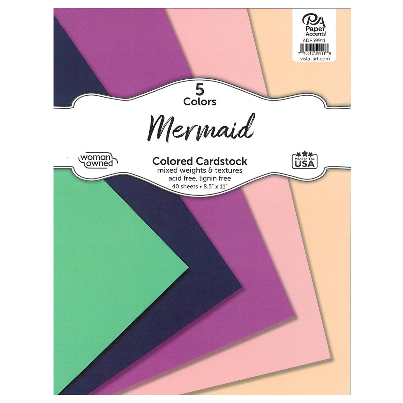 Accent Design Paper Accents Cardstock Variety Pack 8.5x11" 40 Sheets – Mermaid Colored Cardstock, Card Stock, Construction Paper for Scrapbooking, DIY, and Art Projects